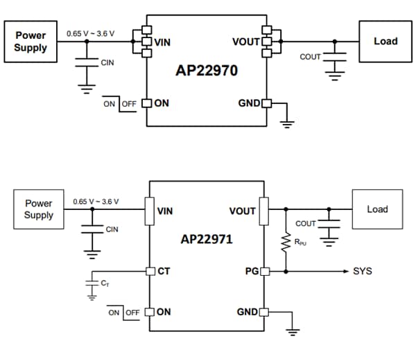 Application Circuit Diagram - Diodes Incorporated AP2297x Single Channel Load Switches